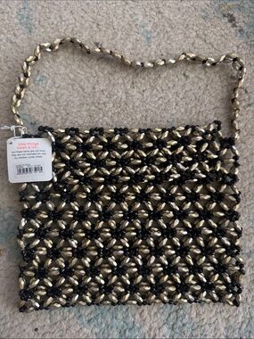 Crewcuts Gold and Black Beaded Shoulder Bag